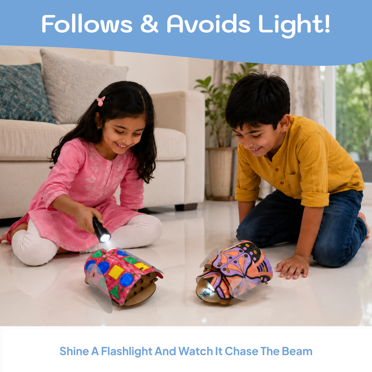 LumoBug Mini | DIY STEM Kit | 7–14 yrs | Fun with Light-Sensing Robotics