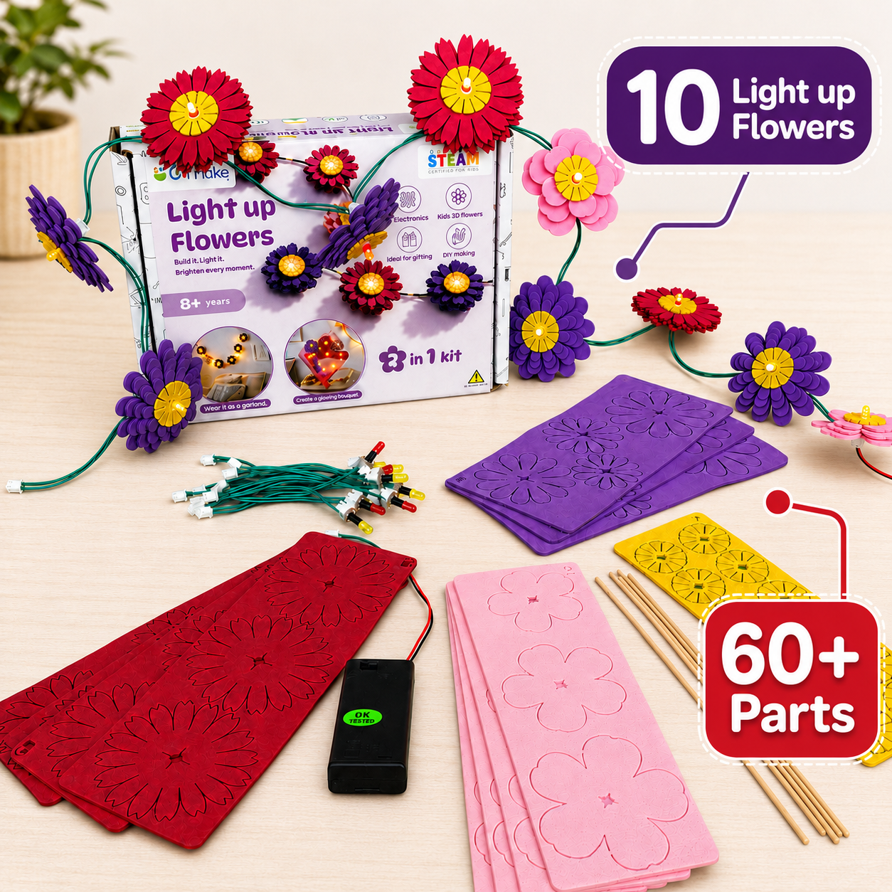 DIY Light-Up Flower Garland | STEM Kit | 6+ yrs | Art meets Electronics